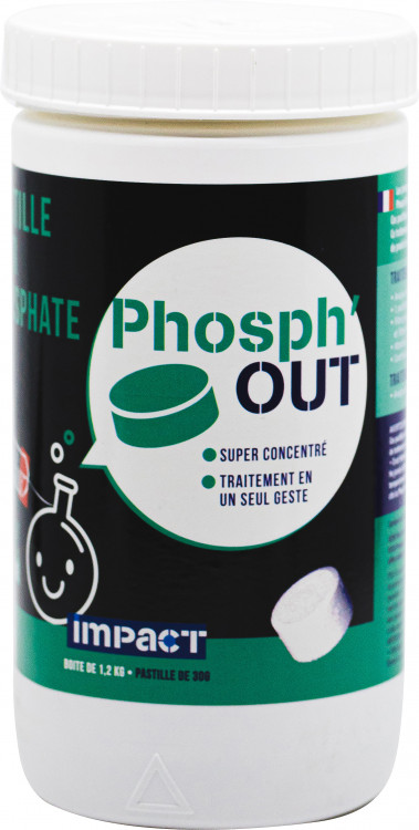 Flacon pastilles de Phosph'Out d'Impact anti-phosphate concentré prédosé pour spa