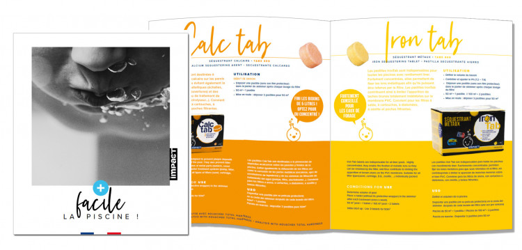 Couverture et pages intérieures du catalogue Impact produits traitement eau piscine et spa 2021