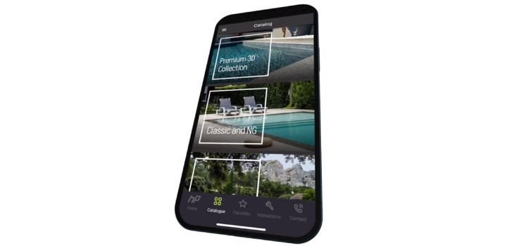 L'app Haogenplast con tutto il catalogo dei rivestimenti per piscine