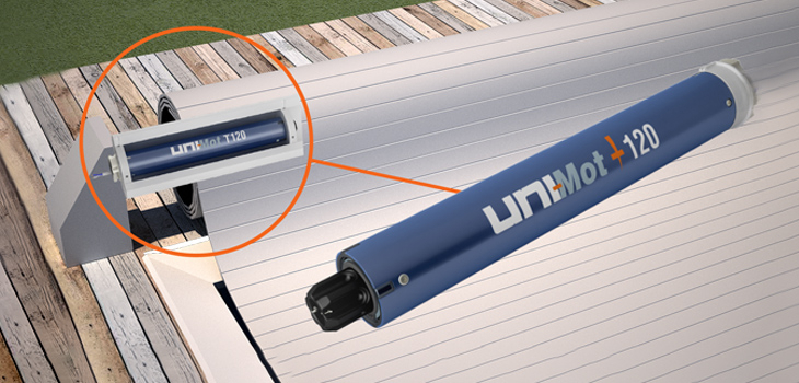 Le motoréducteur UNIMot, adapté aux bâches ou volets jusqu'à 300 kg Unicum motorisation enrouleur