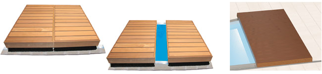 Walter mobile swimming pool terrace decked with exotic wood details