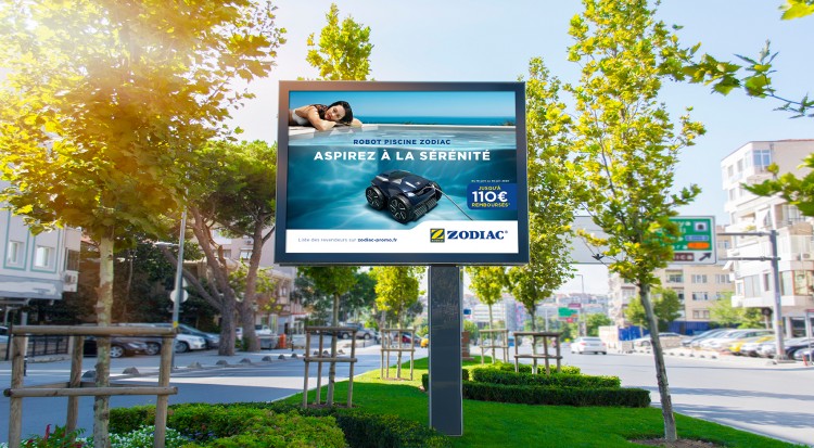 Affiche 4x3 campagne Zodiac robot piscine Alpha iQ