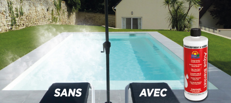 Aqua Blanket(TM) contre l'&eacute;vaporation et la d&eacute;perdition de chaleur des piscines