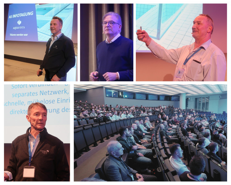 Matthias Rosemeyer von Riviera Pool, Dominik Graf, Manfred Borer und Roger Buchwalder von der Aqua Solar - vier Referenten des AS-Kongresses Aqua Solar