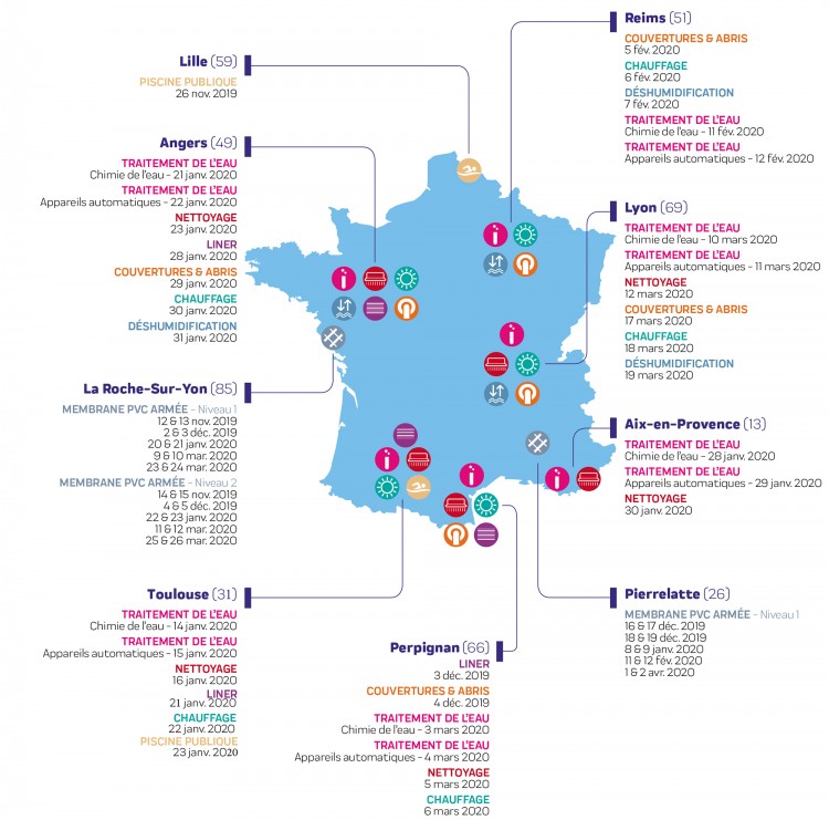 Carte de France Formations Fluidra-Zodiac 2019-2020