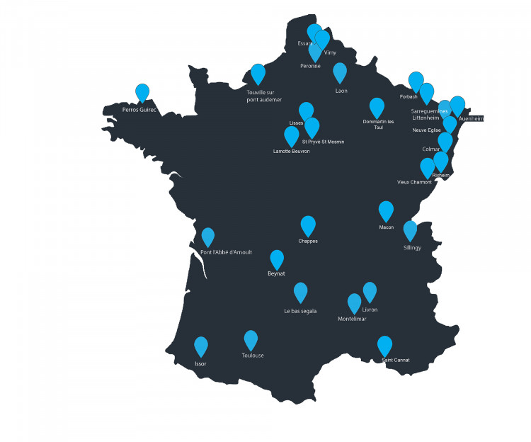 Carte de France des partenaires Oasis Piscines & Spas