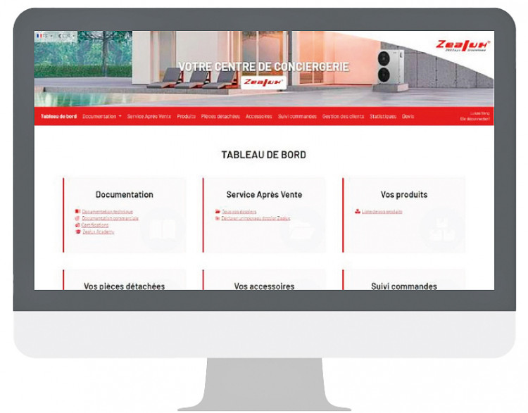 Capture d'écran de l'espace web pour les pros.