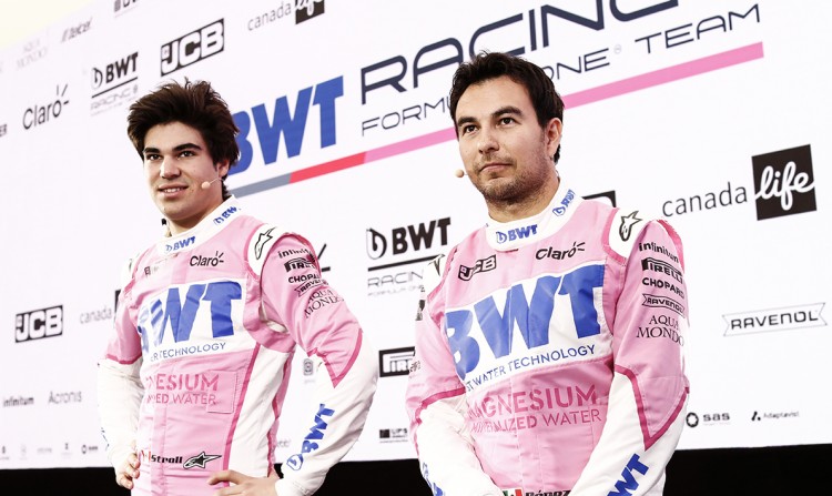 les pilotes Lance Stroll et Sergio Perez F1 bwt racing point team