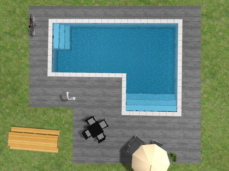 Vue en plongée d'une piscine conçue par logyconcept3D