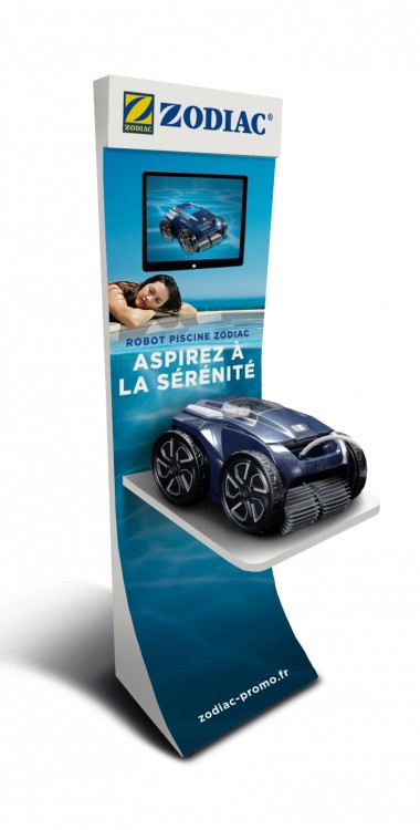 présentoir point de vente revendeur professionnel piscinier pour robot piscine Alpha iQ de Zodiac