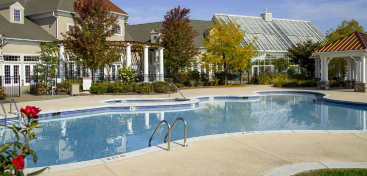 A commercial pool maintained by American Pool in Great Notch Village in Florida USA