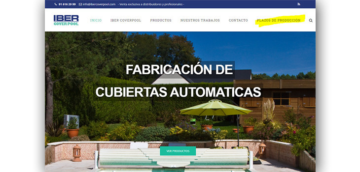 Página de plazos de fabricación del sitio web de Iber Cover Pool