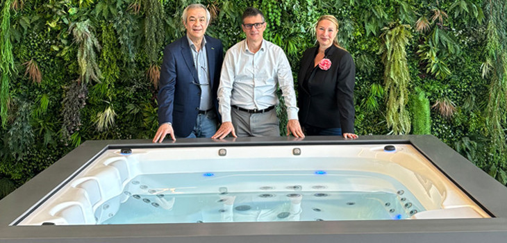 Michael Visser, Artur Deu and Angela Herrmann at Aquavia Spa International Swimming pool podcast