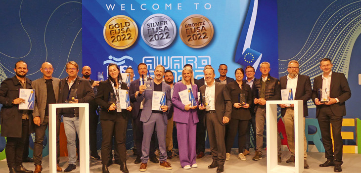 The winners of the Gold EUSA Awards 2022 Piscine Global Europe Lyon France