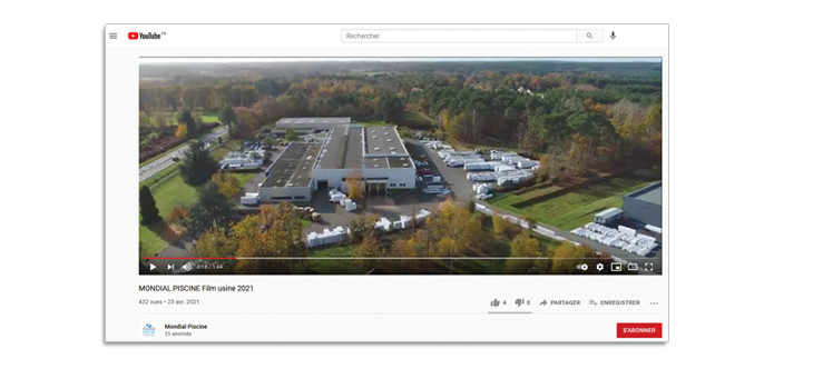 Capture d'écran de la vidéo de l'usine Mondial Piscine sur la plateforme You Tube 