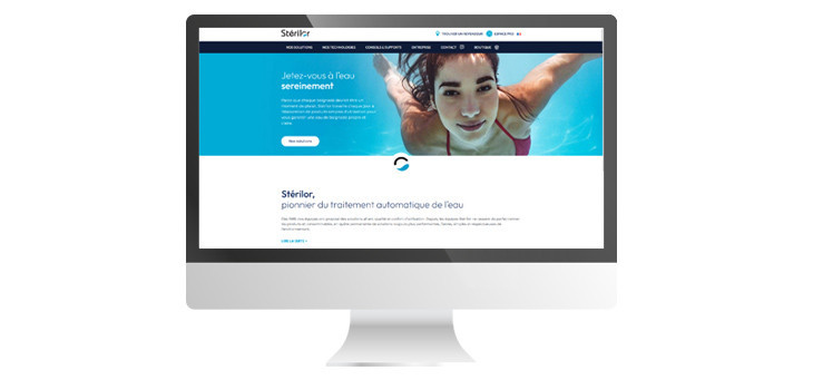 Page d'accueil du nouveau site web Sterilor produits traitement eau de piscine