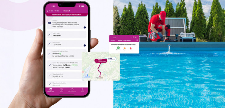 Logiciel entretien piscine Extrabat avec application mobile suivi d’intervention SAV