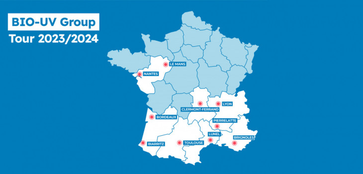 Carte de France des étapes 2023-2024 BIO-UV Group Tour
