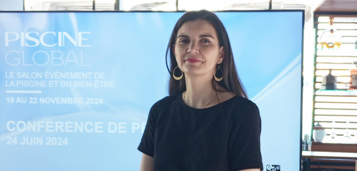 Laetitia Viné lors de la conférence de presse Piscine Global le 24 juin 2024