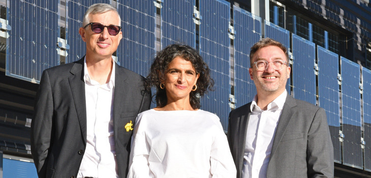 Philippe GRARD, Sarah GUEZBAR et Nicolas OSANNO devant le siège de l’UIMM Méditerranée