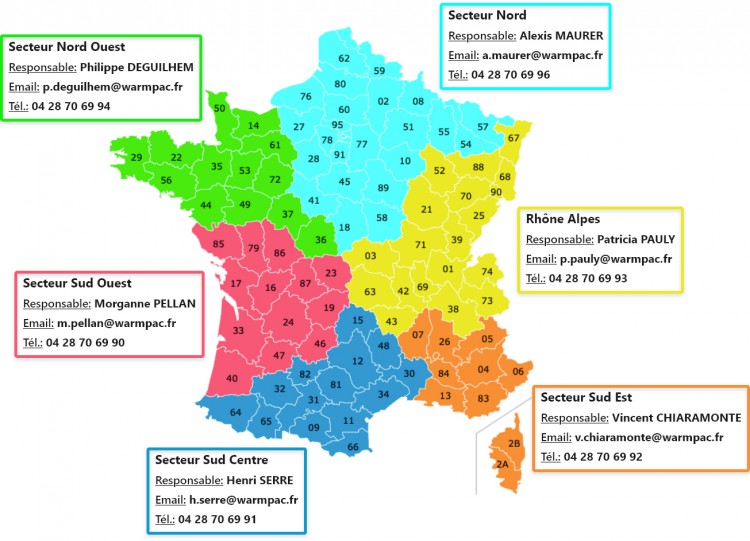 Répartitions des commerciaux par secteurs