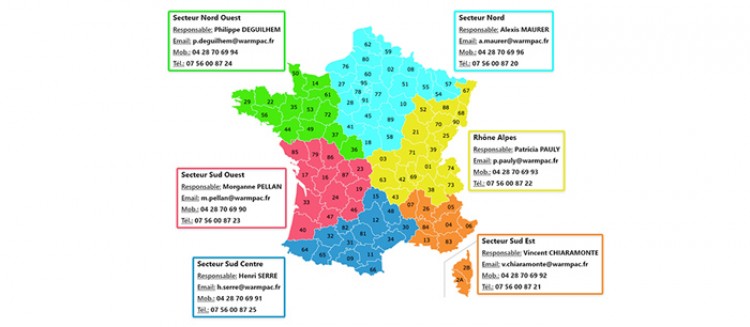 carte secteurs commerciaux Warmpac