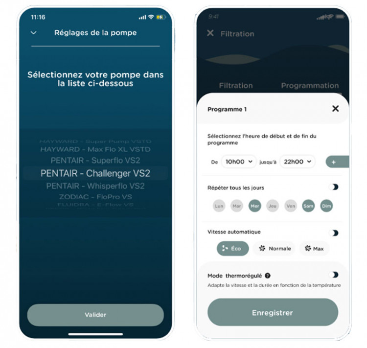 Antea VS connectivité pompes à vitesse variable compatibles contrôle filtration via l'application Vigipool