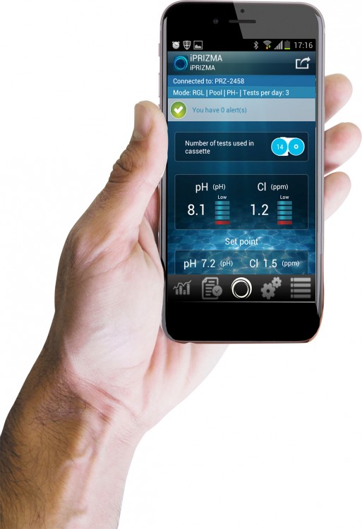 Application iPrizma d'Ocedis controle paramètres traitement eau piscine appareil Prizma