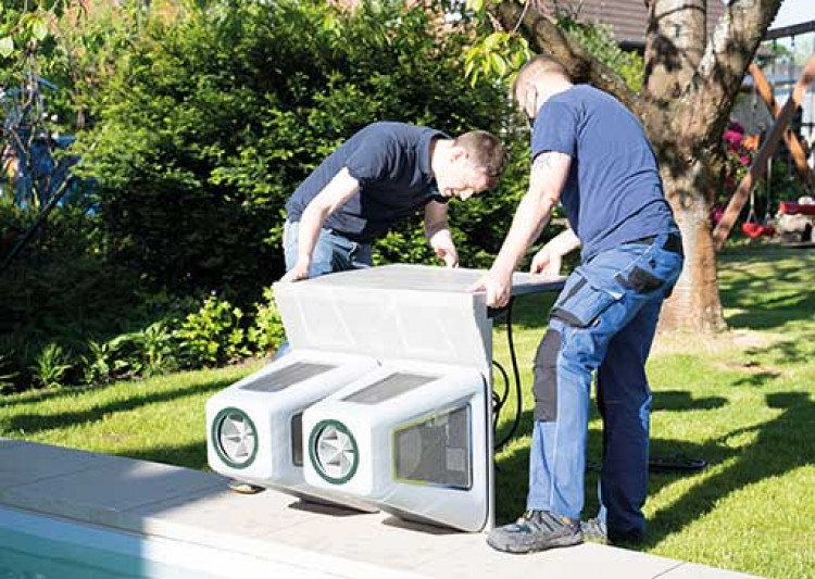 Installation simplifi&eacute;e d'un syst&egrave;me de nage &agrave; turbine BINDER, sans local technique s&eacute;par&eacute;