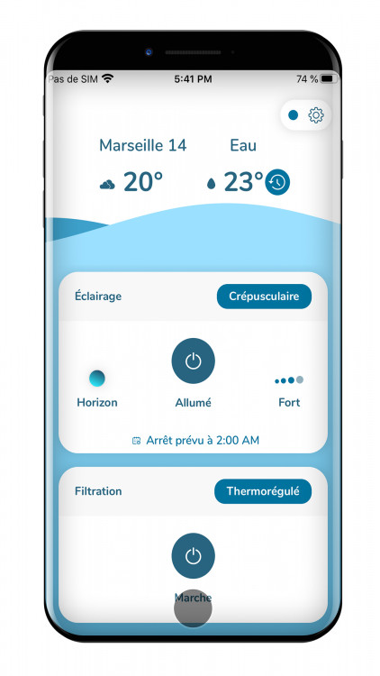 Application pour gérer ses équipements depuis son Smartphone ici éclairage et filtration