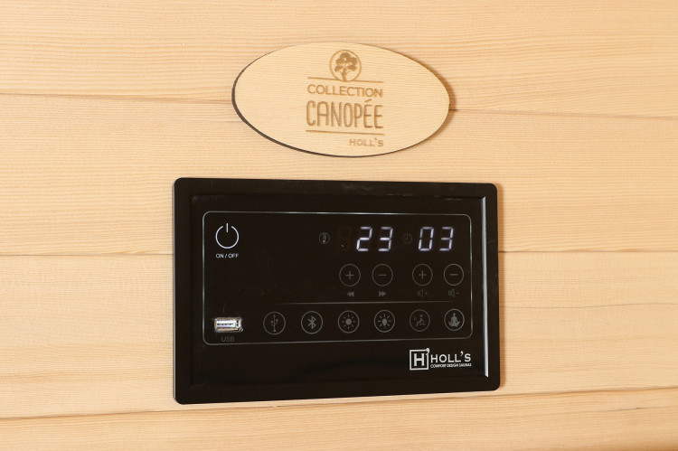 Système audio Bluetooth cabine sauna infrarouge Canopée de Holl's chez Poolstar