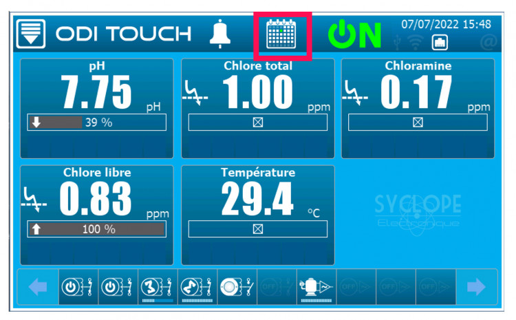 Ecran affichage calendrier sur l'ODITouch