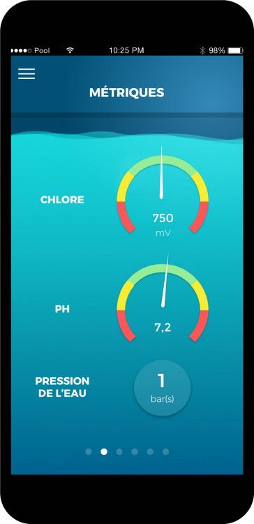 écran mobile avec Informations supplémentaires avec coffret connecté piscine EZ2