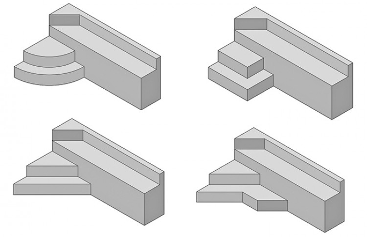 plan d'escalier piscine differentes formes Red Pool