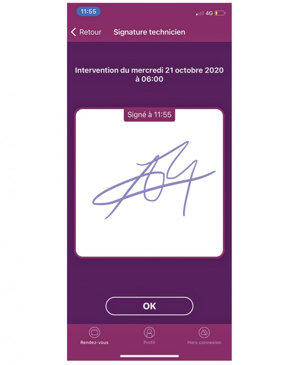 Signature électronique disponible sur l'application Extrabat Today 