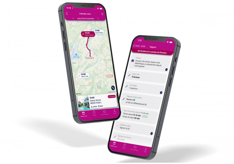 Application mobile de gestion des interventions pour piscinier - Extrabat Today, module du logiciel ERP piscine