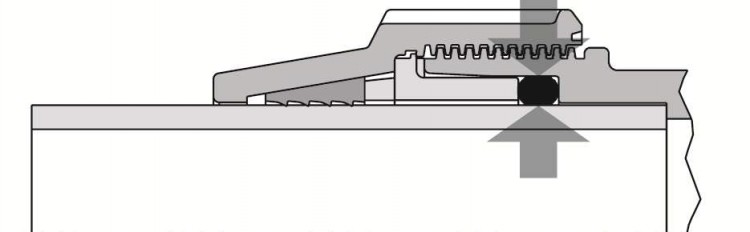 Schéma de fonctionnement raccords à compression Deltone gros diamètres canalisations piscine