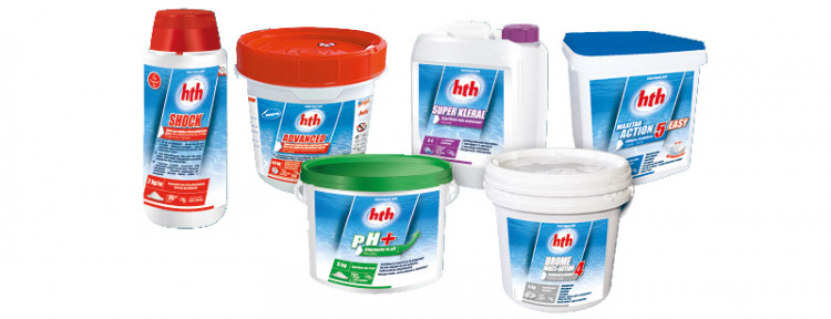 Produits hth®  pour le traitement d'eau de la piscine