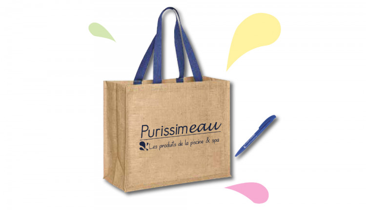  Sacs en toile de jute et crayons logotypés Purissim'eau