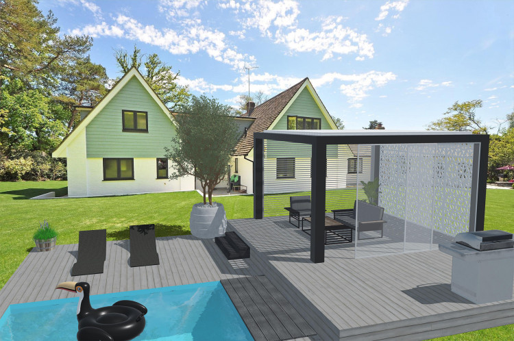 Projection du projet 3D piscine et pergola Logyconcept3D