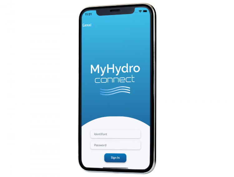  L'application mobile gratuite MyHydro Connect téléchargeable sur l'Apple Store ou Google Play