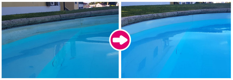 piscine Avant - après utilisation du Spot Remover de Behq