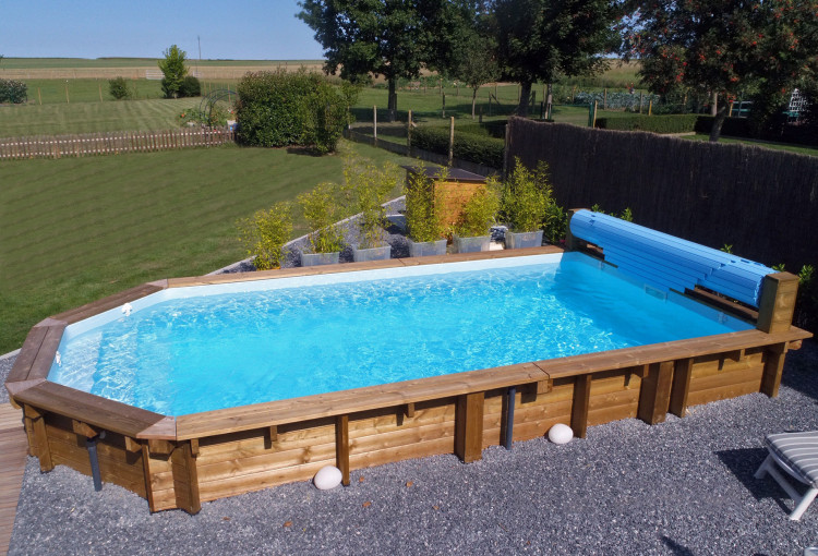 Piscine bois Fidji avec volet roulant Wood-Pool