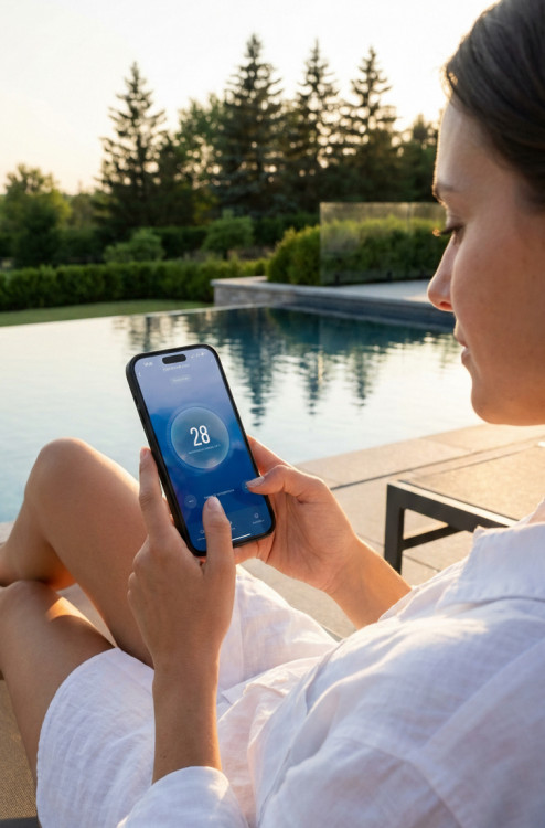 Poolex Nexus permet la gestion &agrave; distance de la piscine depuis l'application mobile