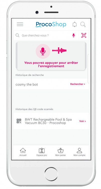 recherche vocale appli ProcoShop BWT Procopi