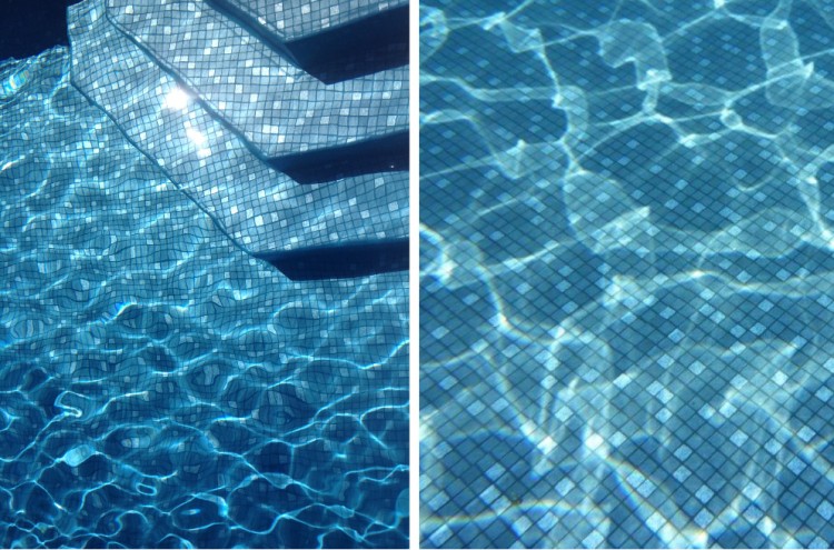 Revêtements piscine liners PVC armés Silver lagoon et Silver black de la gamme Pearl Elbtal Plastics reflets nacrés