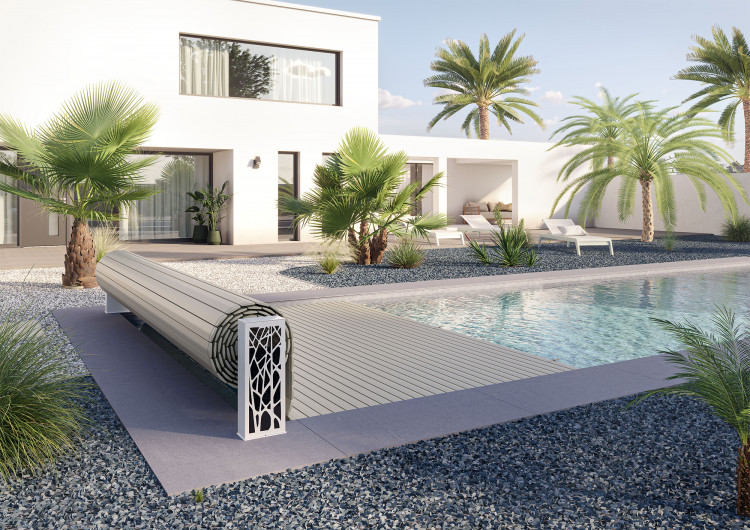 enrouleur hors-sol couverture piscine Tahiti Sofatec
