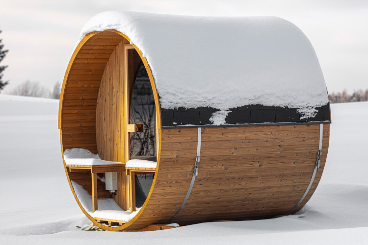 Superior Wellness Barrel Sauna outside