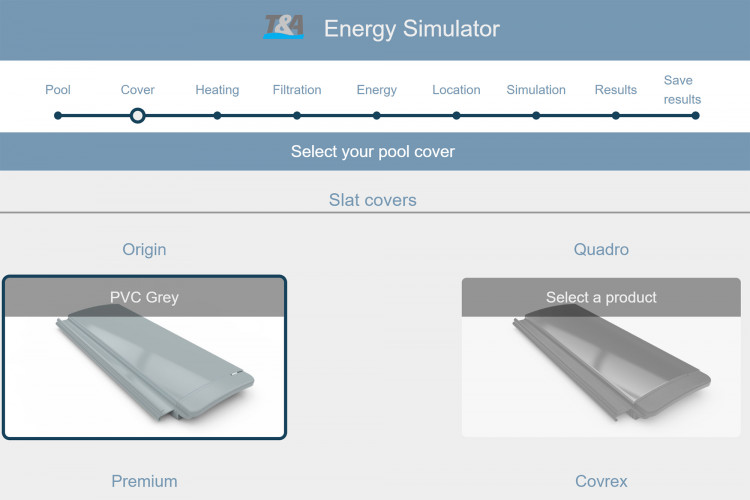 Simulateur d'économies d'énergie T&A en ligne choix lames couverture piscine