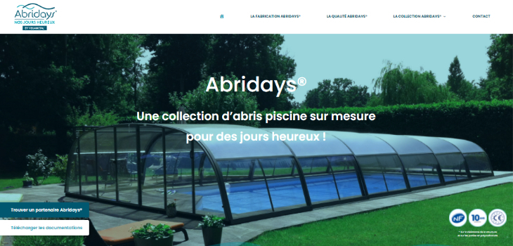 Nouveau site web marque d'abris piscine Abridays®